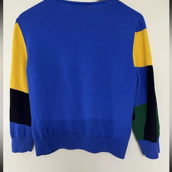 ST JOHN Colorblock Pattern Scoop Neck 100% Wool Long Sleeve Sweater - Picture 3 of 6